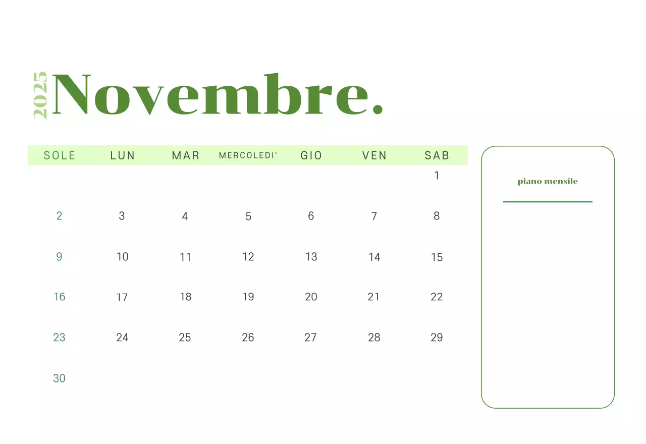 Calendario con illustrazioni giovanili su sfondo giallo-verde