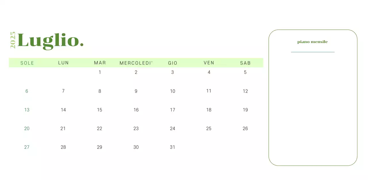 Calendario con illustrazioni giovanili su sfondo giallo-verde