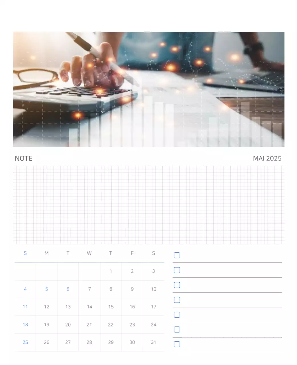 Calendrier moderne bleu Calendrier