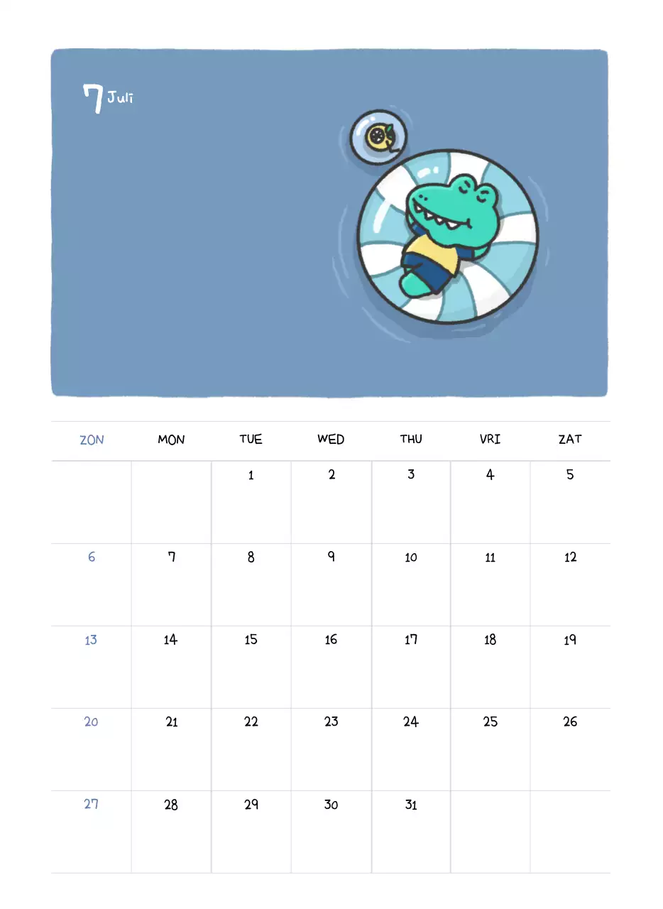 Een kalender met een schattig Ago-illustratieconcept