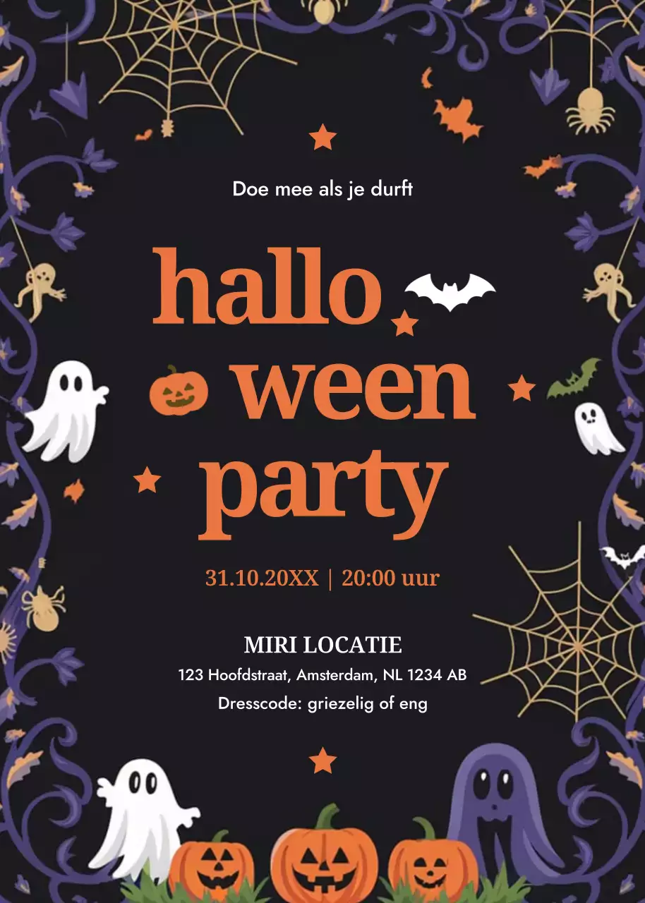 zwarte gothic Halloween uitnodiging