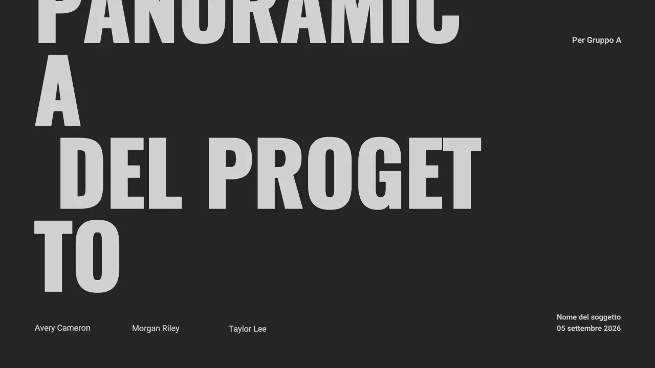 Presentazione del progetto di gruppo nero e arancione