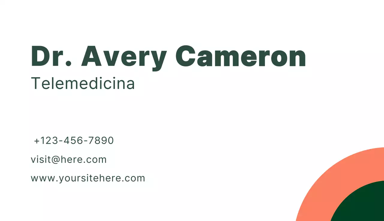 biglietto da visita verde minimalista per la telemedicina