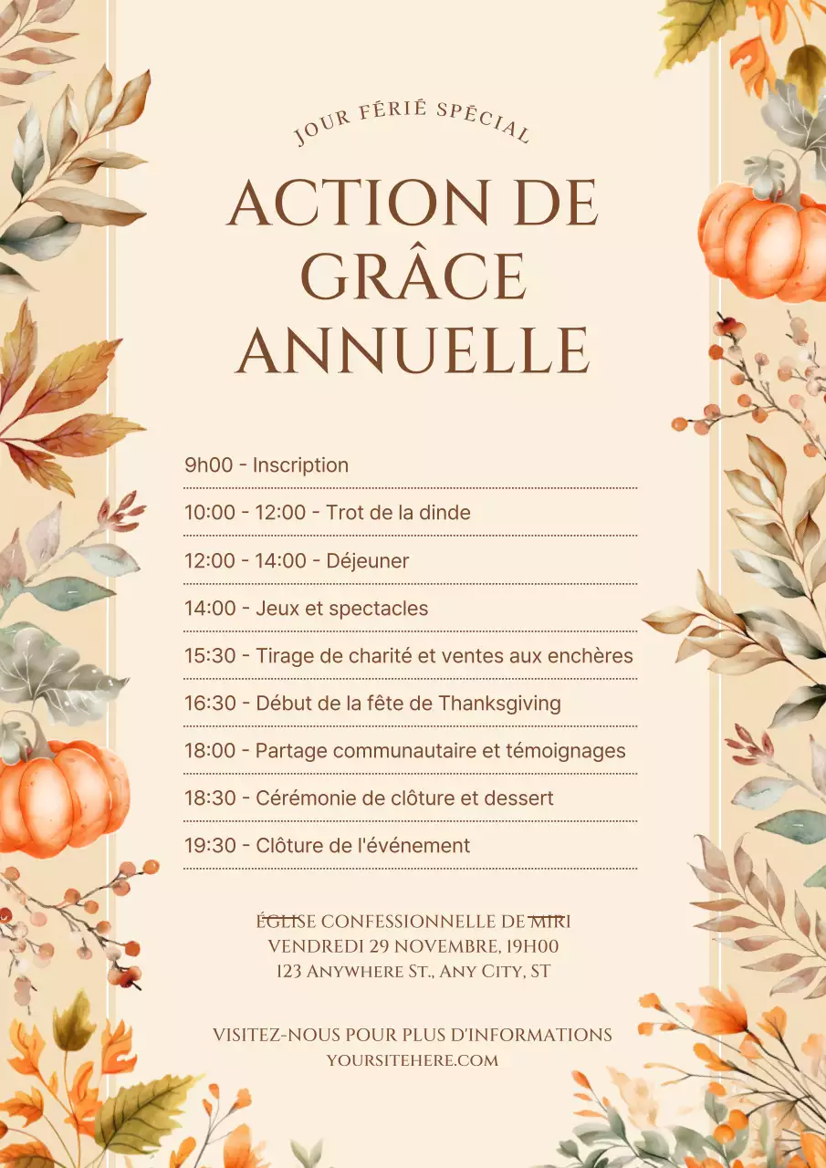 beige élégant faire-part de Thanksgiving