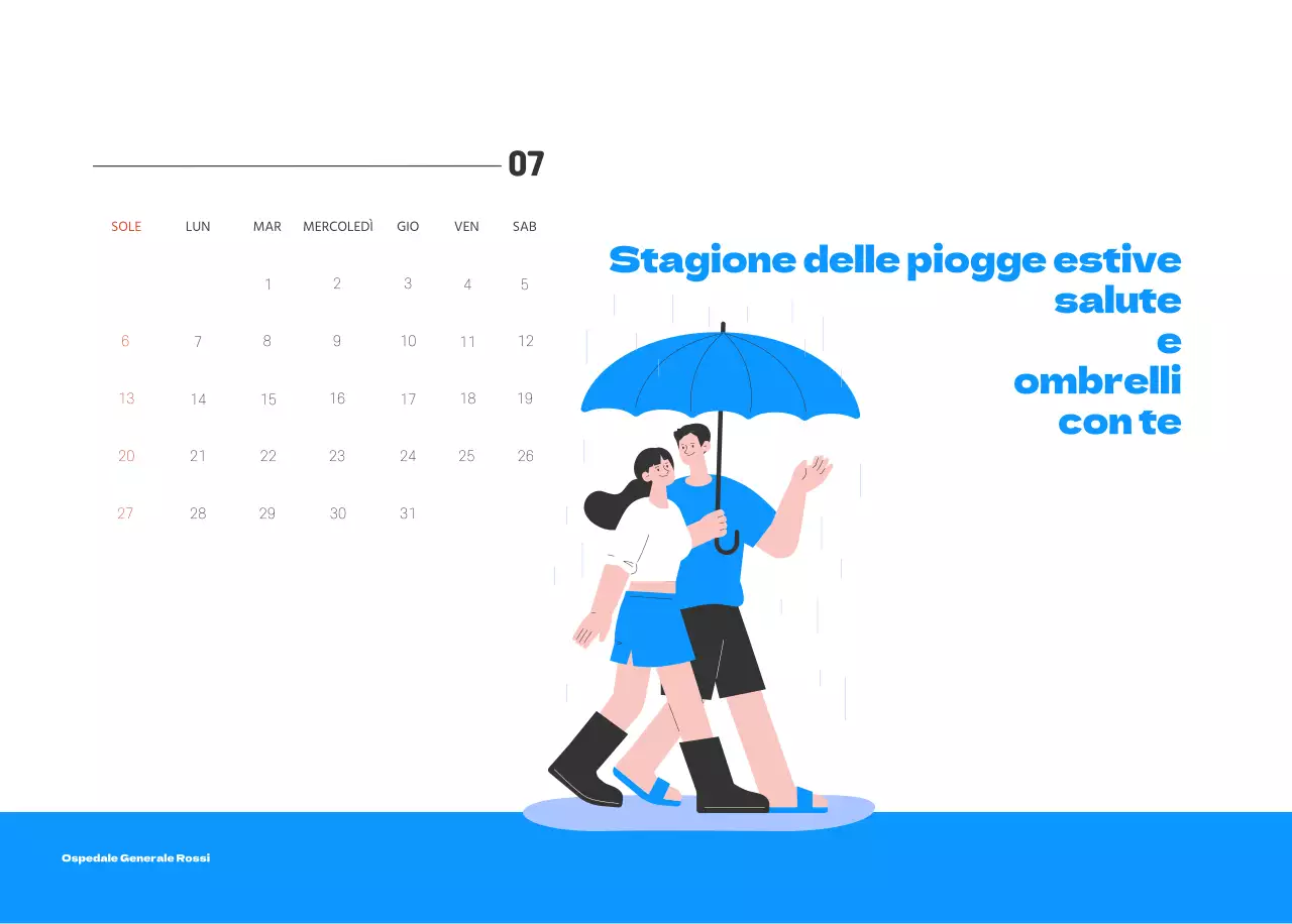 Un ospedale festivo con illustrazioni a tema salute e famiglia e accenti colorati