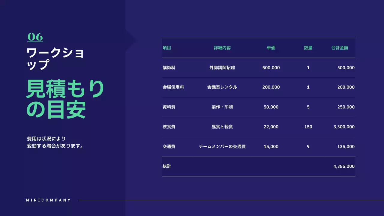 青 モダン ワークショップ 提案書 プレゼンテーション