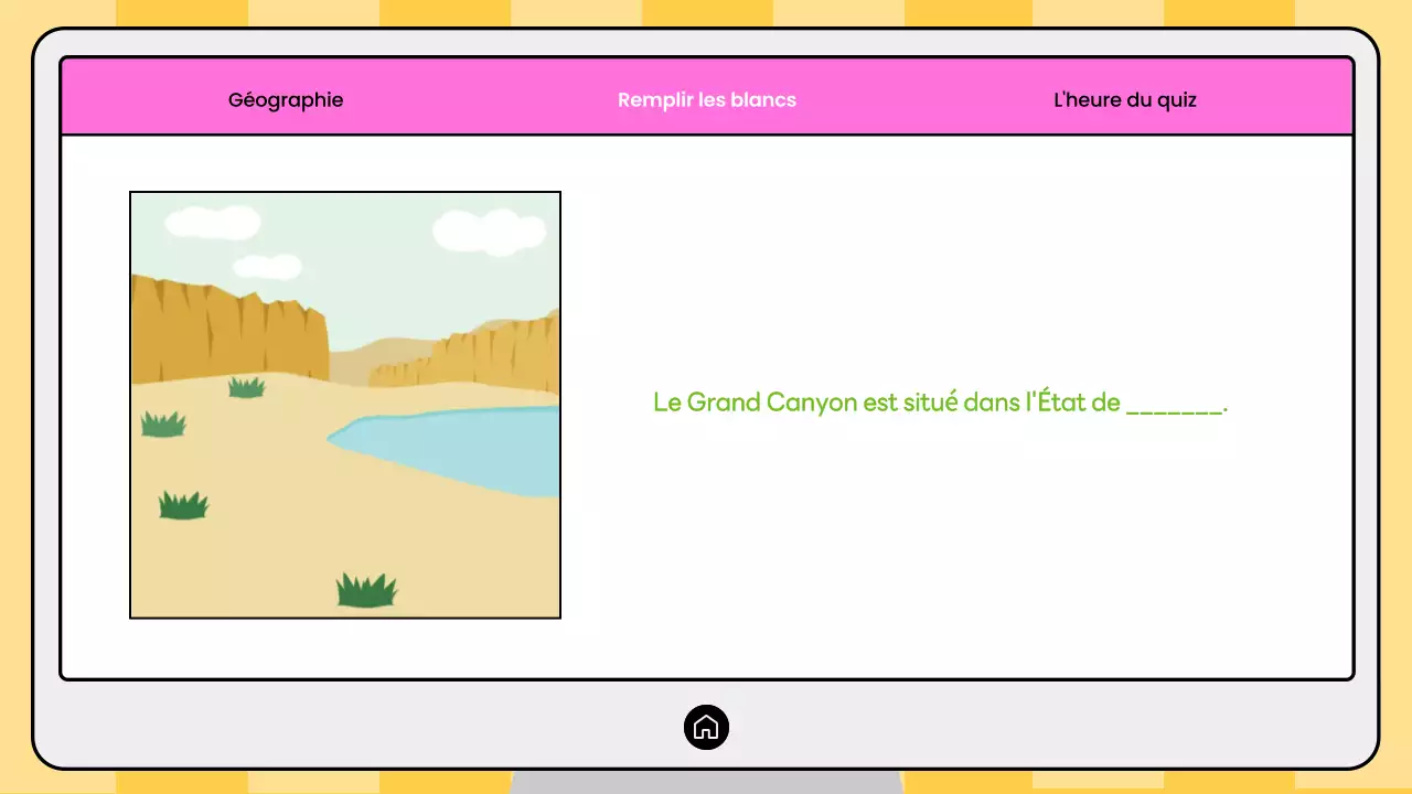 Quiz de géographie moderne rose et jaune