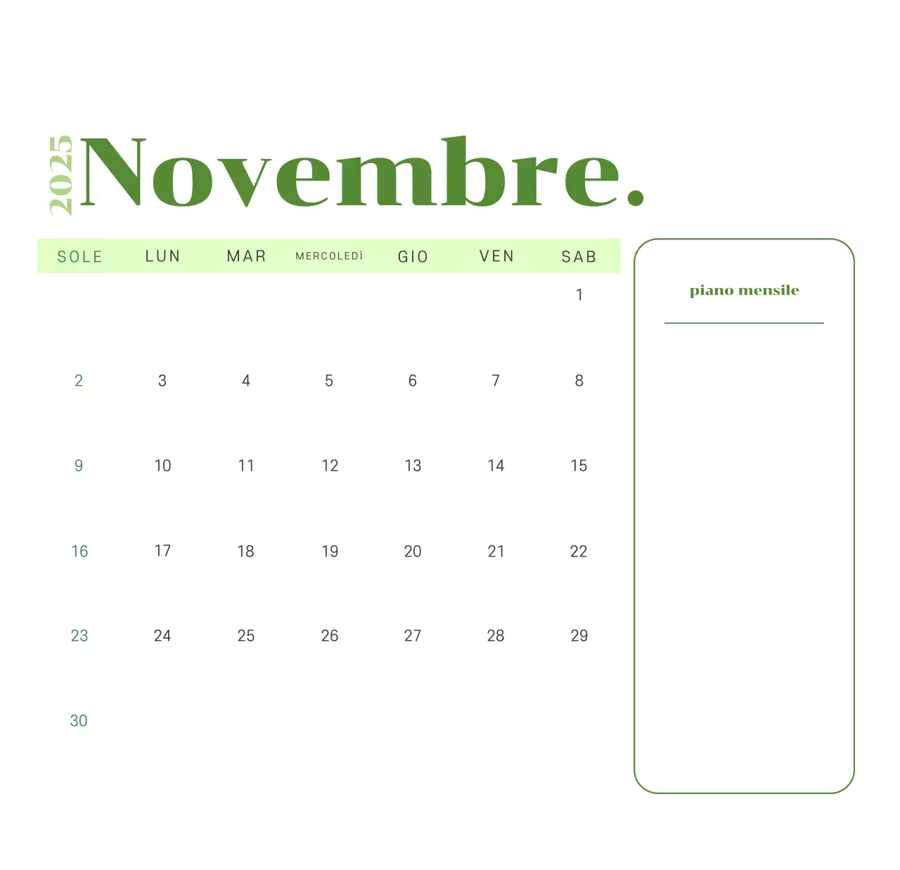 Calendario con illustrazioni giovanili su sfondo giallo-verde