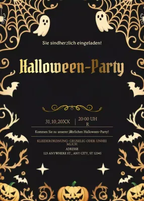 schwarze Gothic-Halloween-Einladung