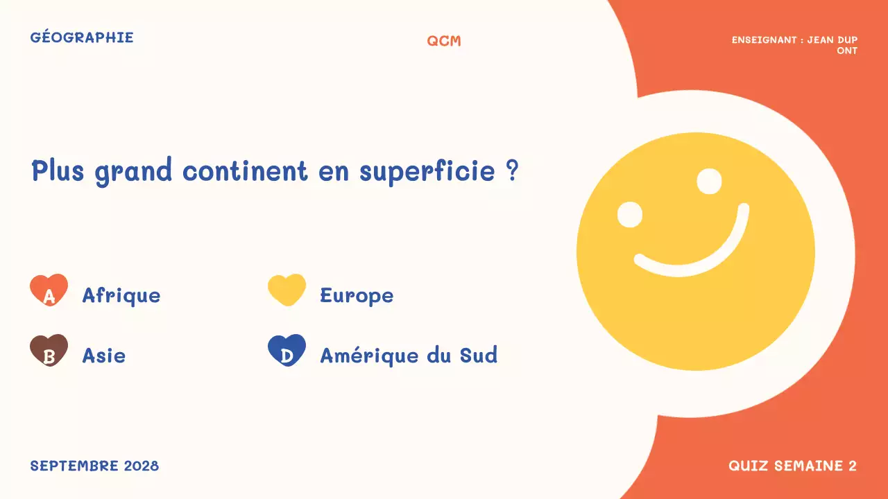 orange ludique école événement quiz temps présentation