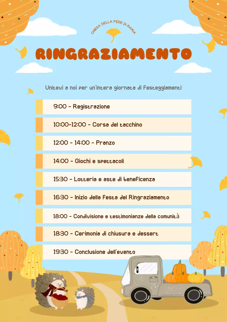 organizzatore di eventi rustici arancioni per il Ringraziamento