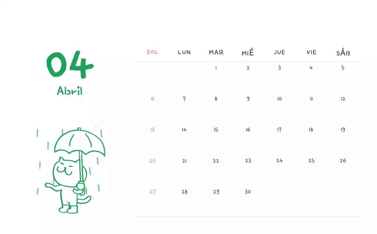 Calendario diario en marfil