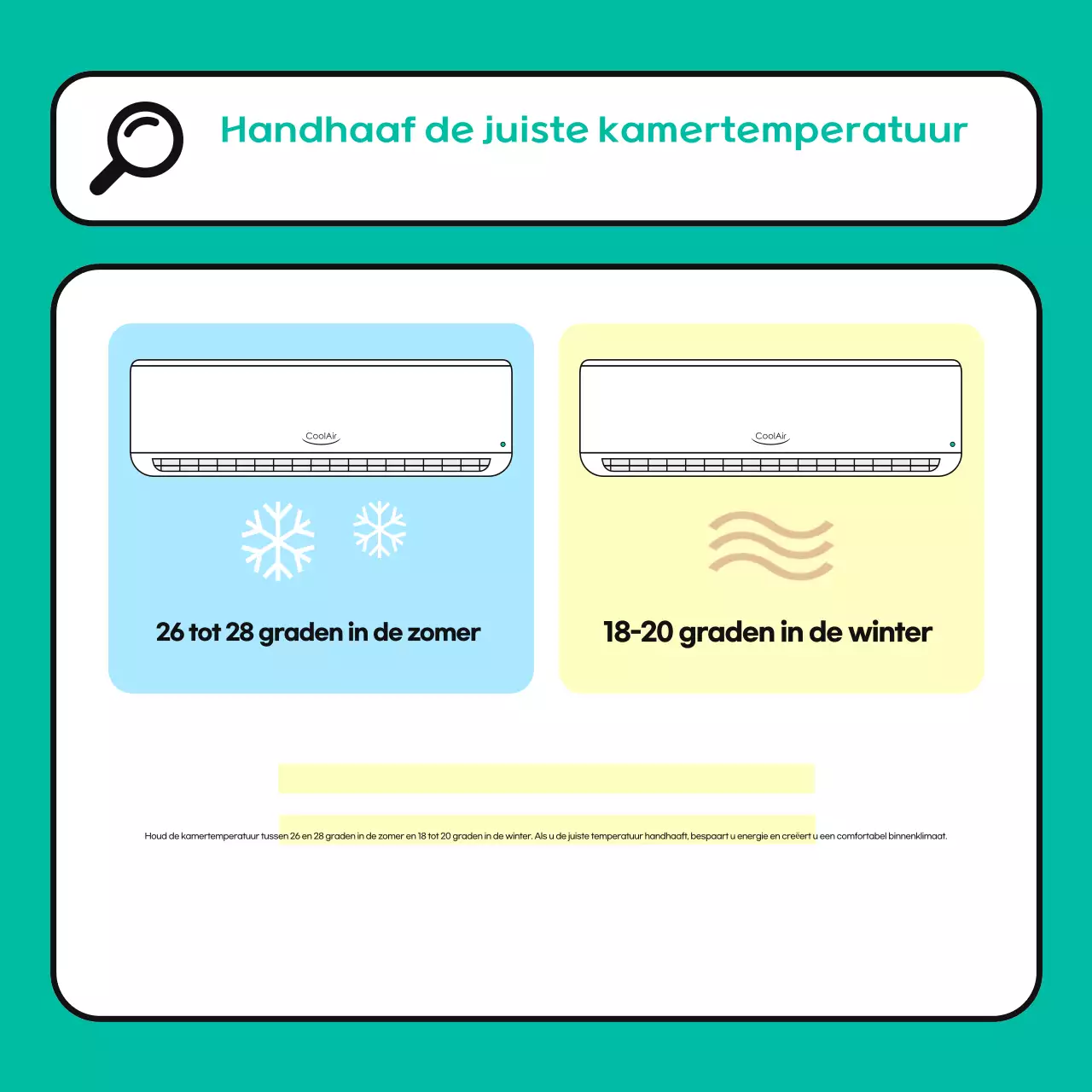 Een lichtblauwe en groene energiebesparingscampagne op de werkplek