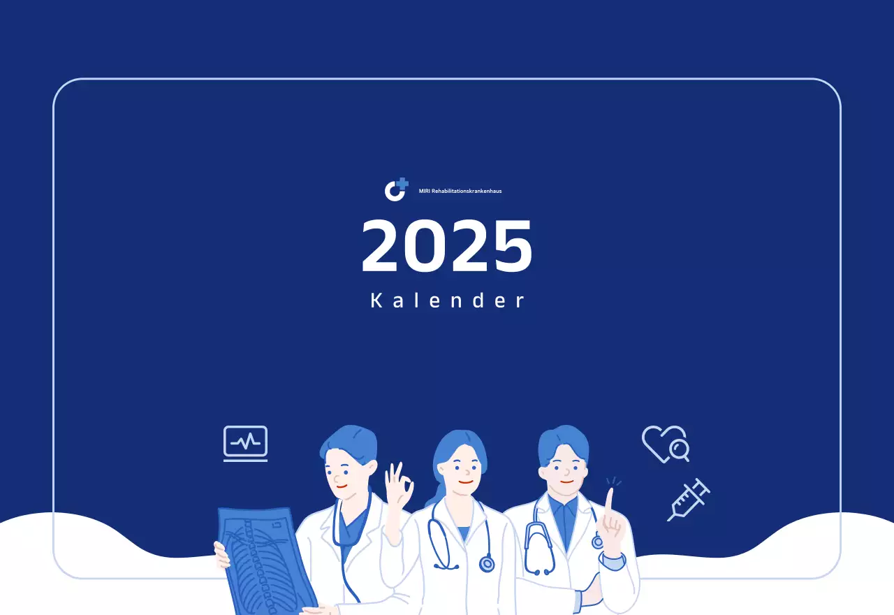 Einfacher Kalender mit blauen, klaren Illustrationen