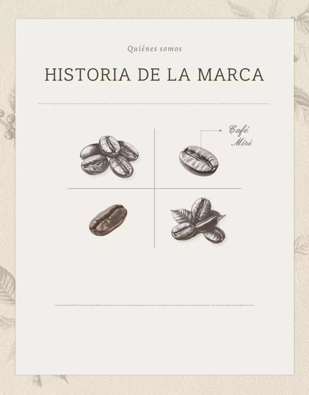 Granos de café vintage beige y marrón página de detalles