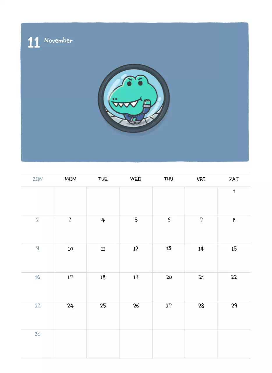 Een kalender met een schattig Ago-illustratieconcept