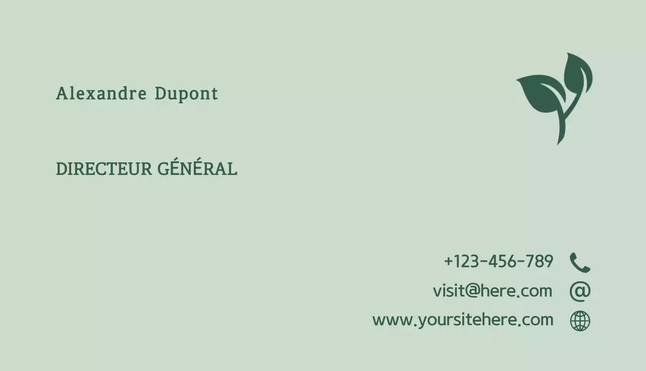 carte de visite minimaliste à la menthe