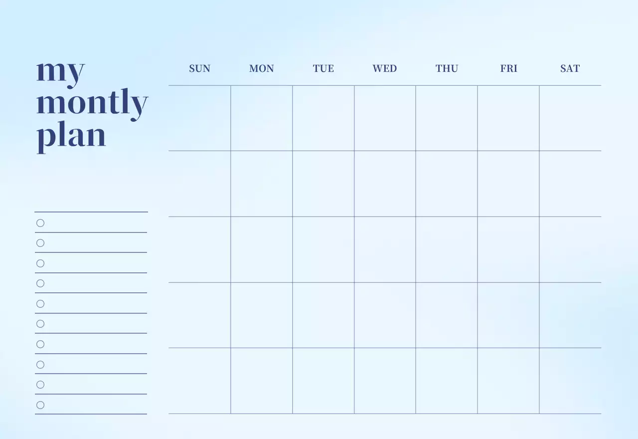 グラデーションミニマルカレンダーカレンダー