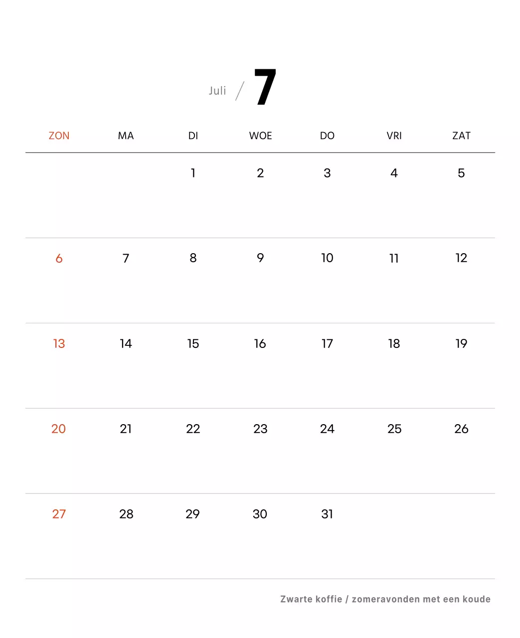 Eenvoudige bureaukalender met koffiefoto's voor cafés in witte tinten