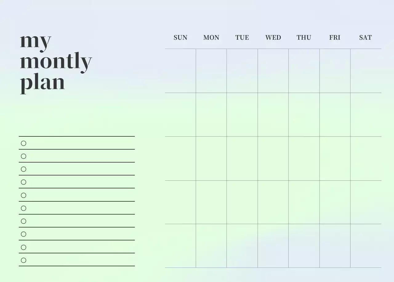 Gradient Minimalist Calendar