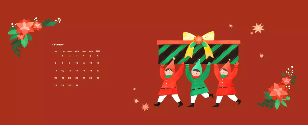 Calendrier du Nouvel An avec illustrations chaleureuses