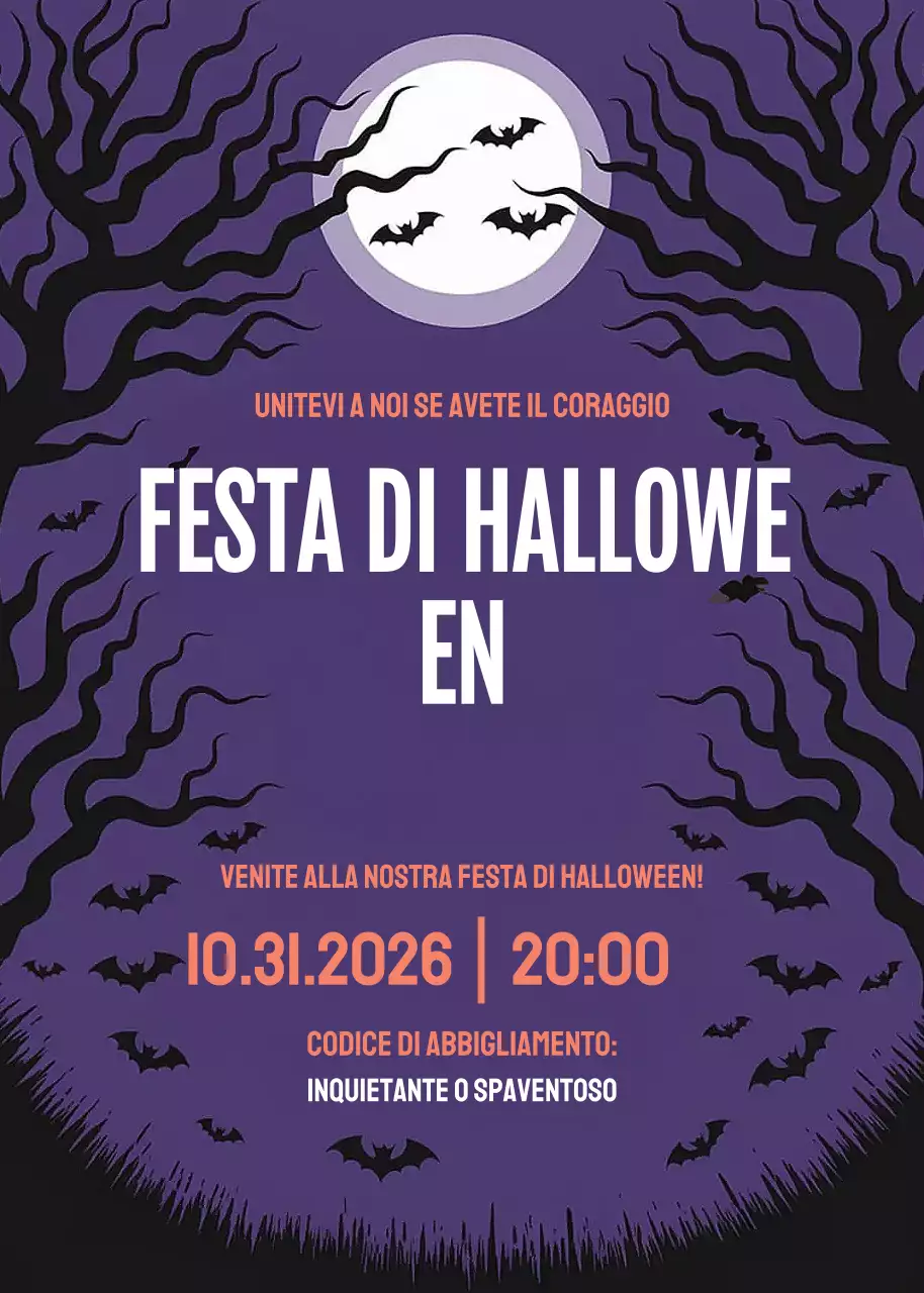 Invito di Halloween gotico e viola