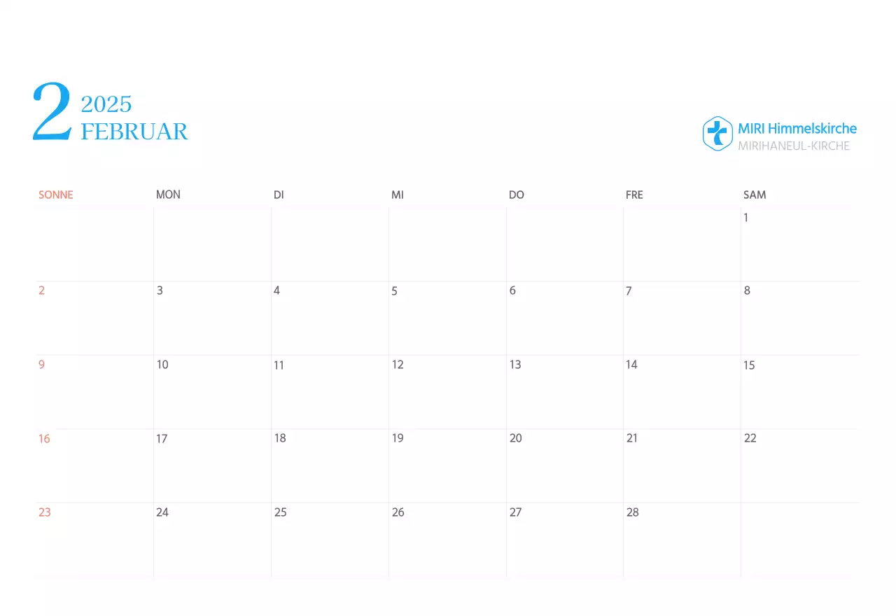 Blaues modernes Konzept Kirchenkalender