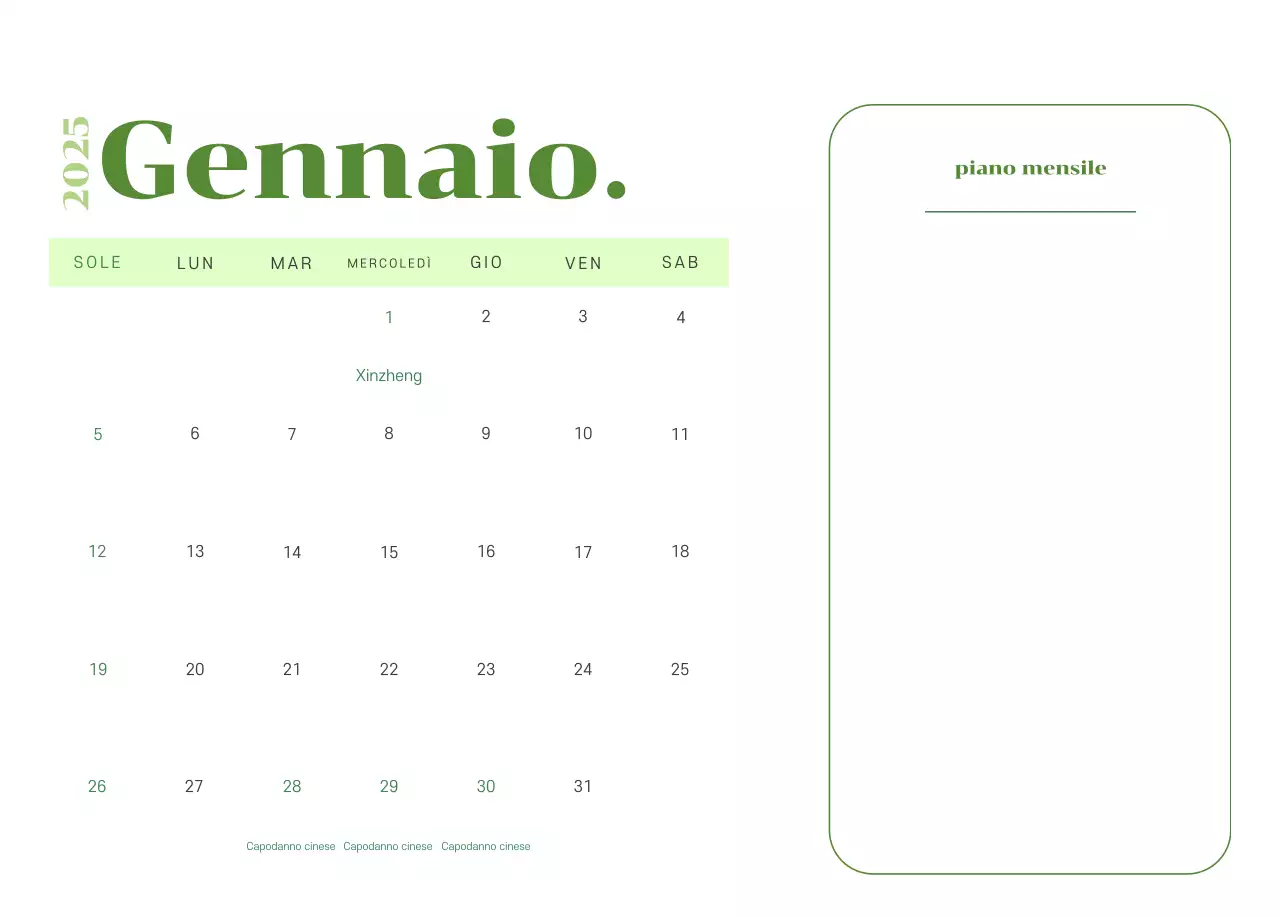 Calendario con illustrazioni giovanili su sfondo giallo-verde