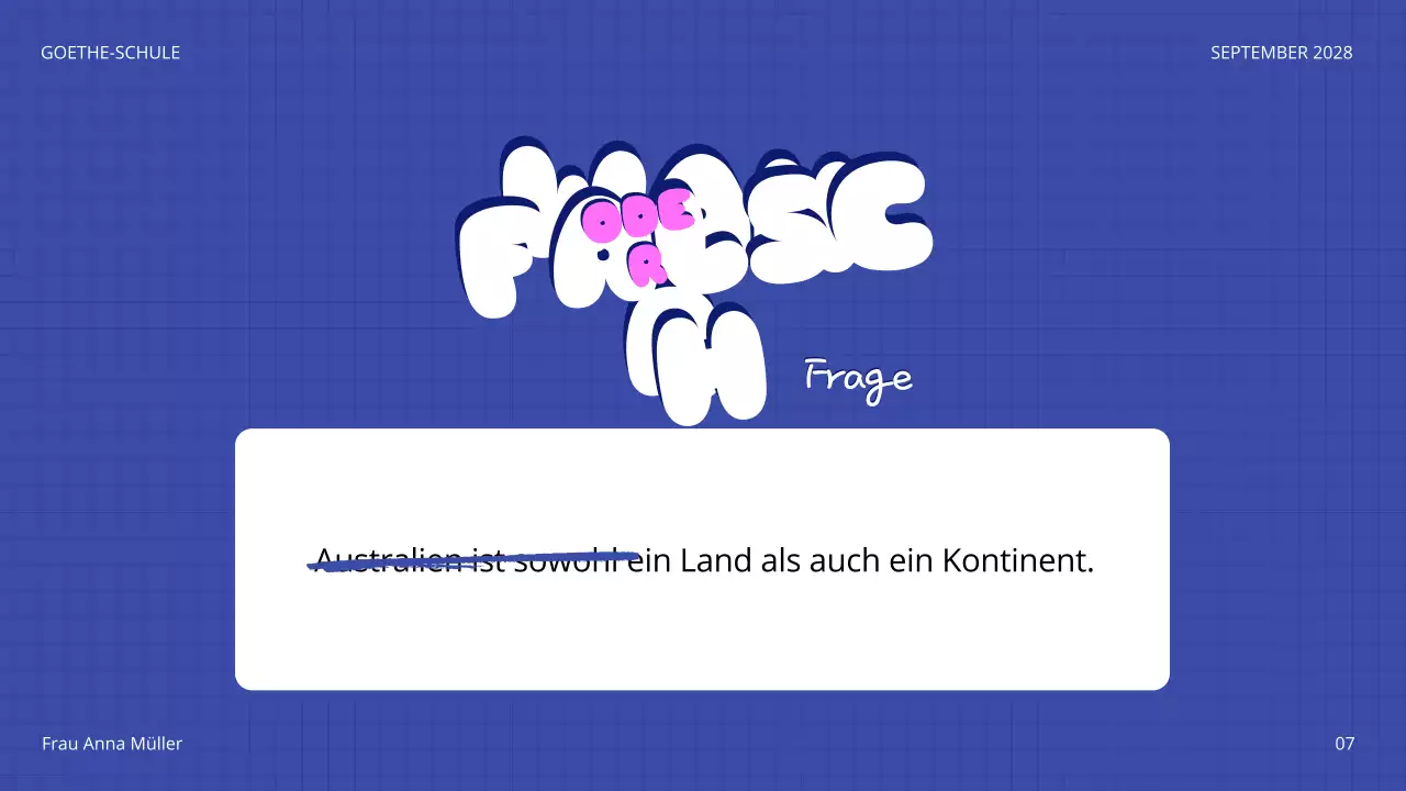 blaues spielerisches Quiz Ankündigung