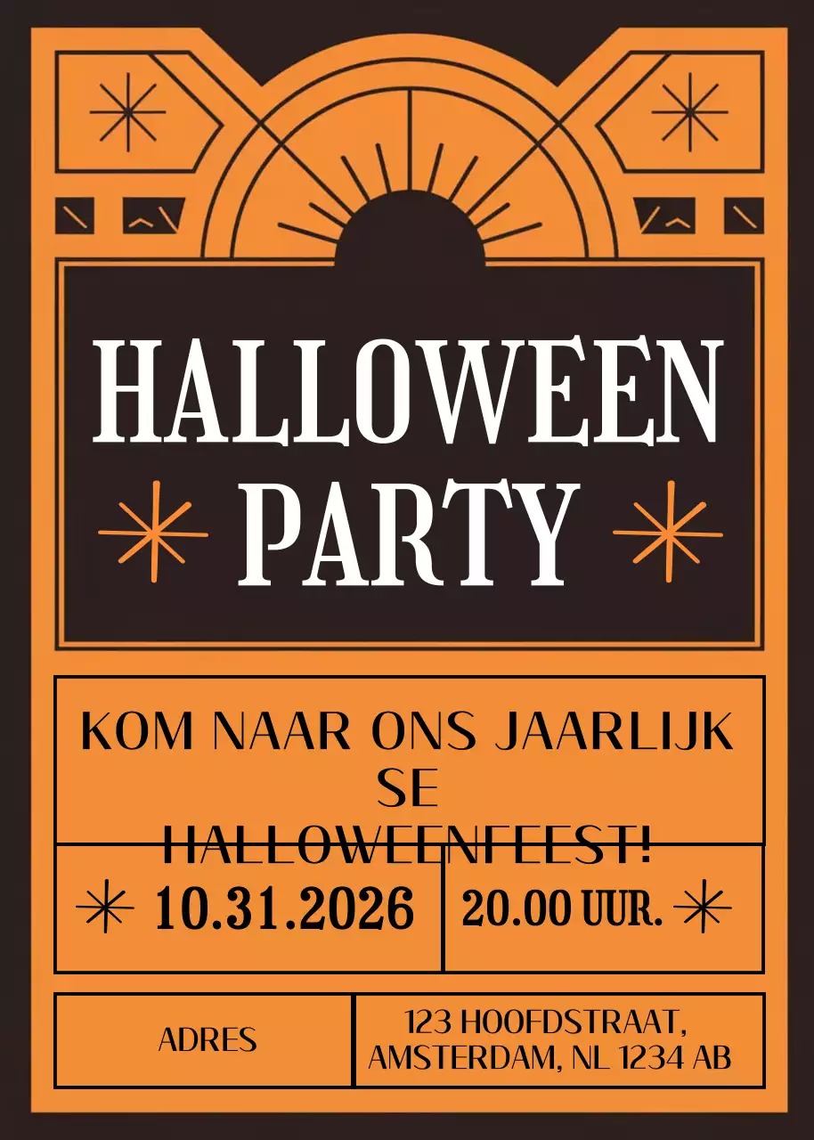 Oranje Vintage Halloween Uitnodiging