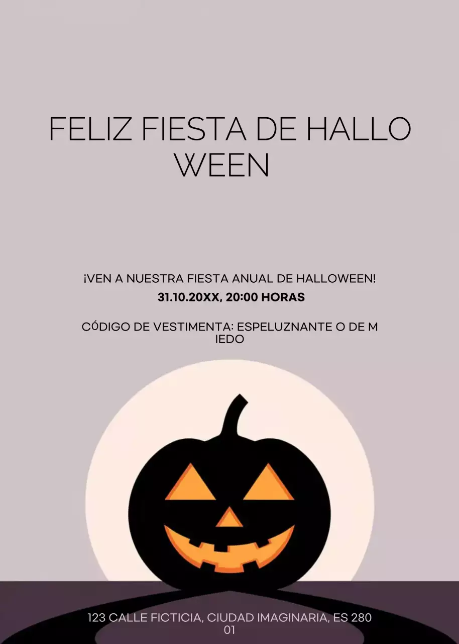 invitación minimalista negra de Halloween