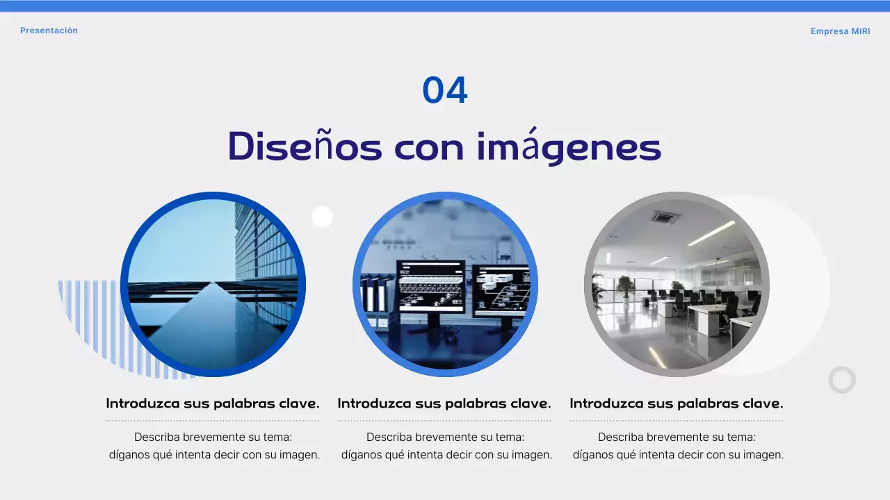 Propuesta con formas sencillas sobre fondo azul