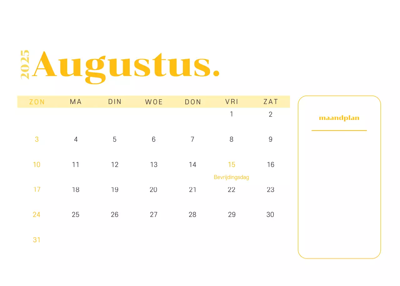 Kalender met jeugdillustraties op een geelgroene achtergrond