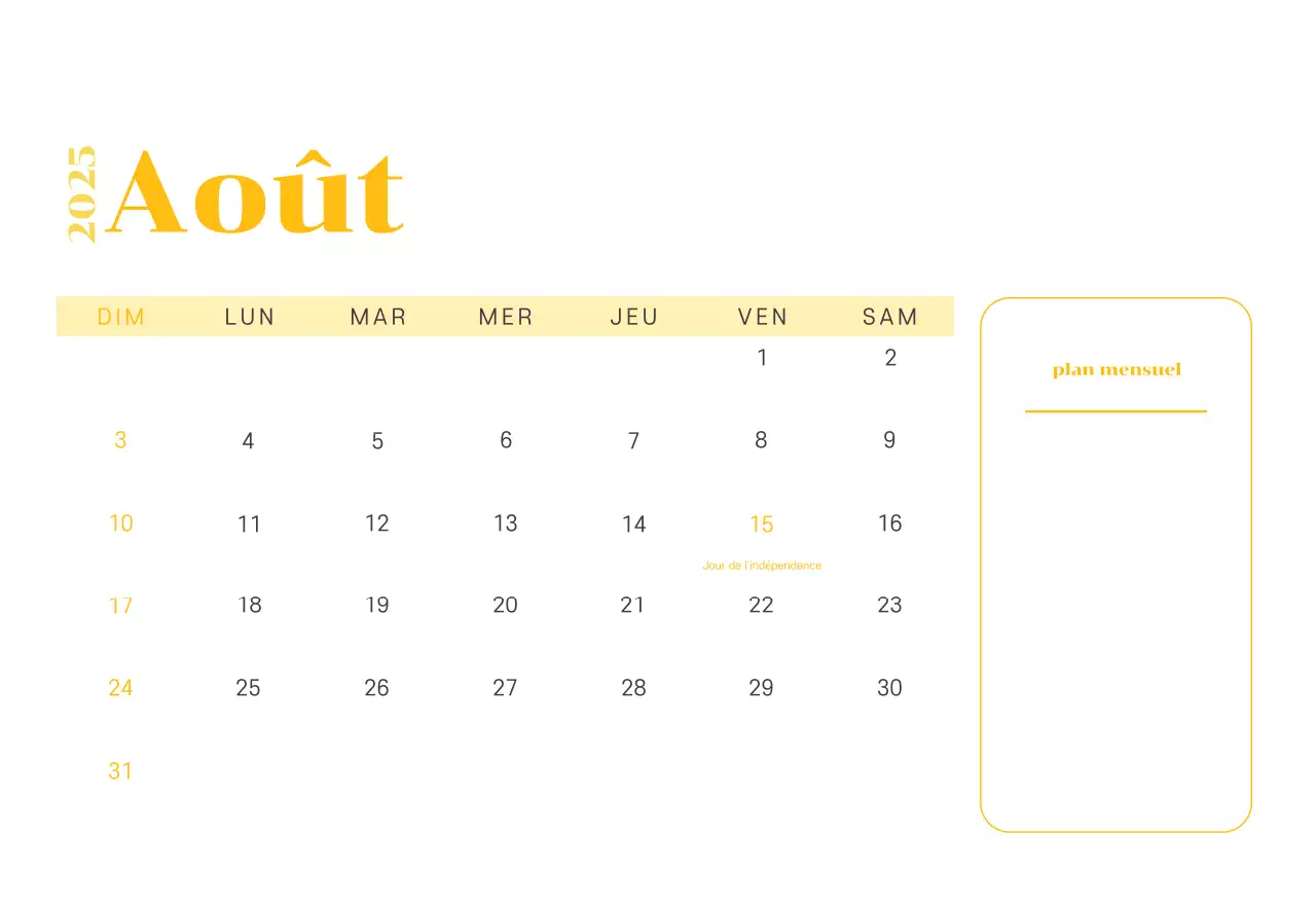 Calendrier avec illustrations de jeunes sur fond jaune-vert