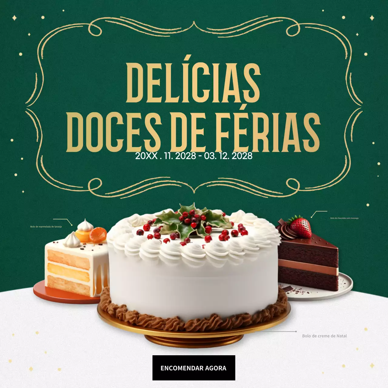 promoção de sobremesas festivas verdes