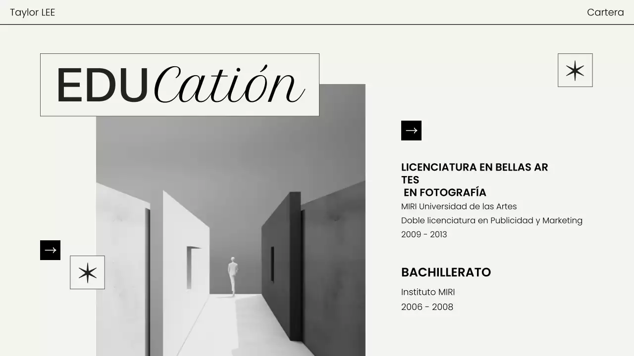 portafolio de fotografía moderna negra