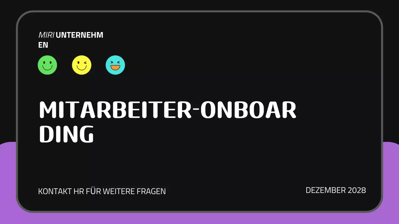 Schwarz Lila Niedlich Neue Mitarbeiter Onboarding Präsentation