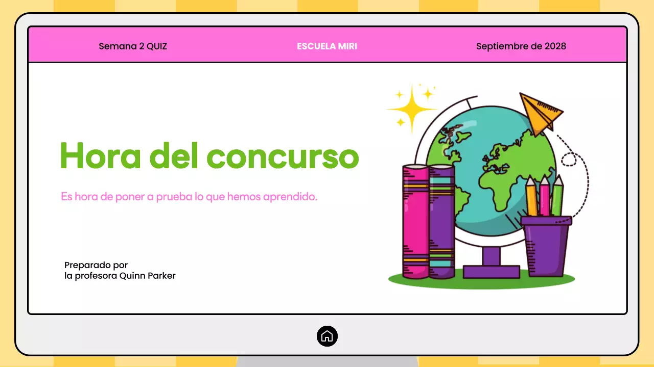 Concurso de geografía moderna rosa y amarilla