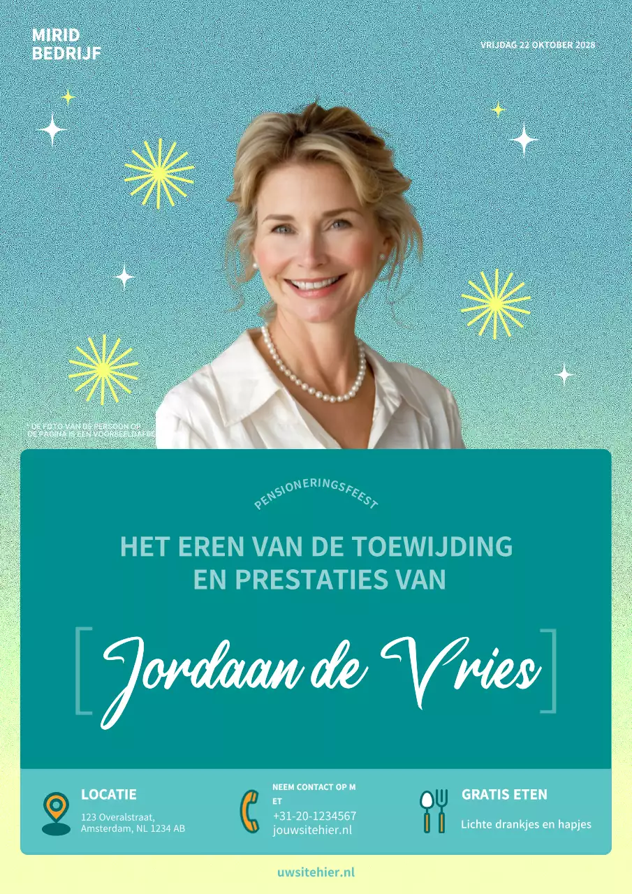 groenblauwe moderne uitnodiging voor pensioen