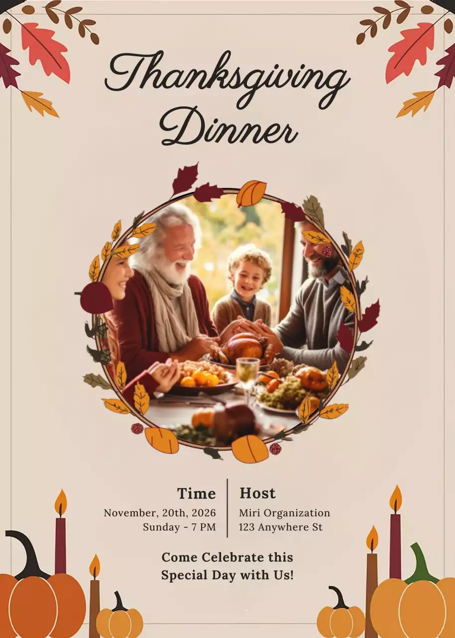 Beige Traditional Thanksgiving Invitation Poster