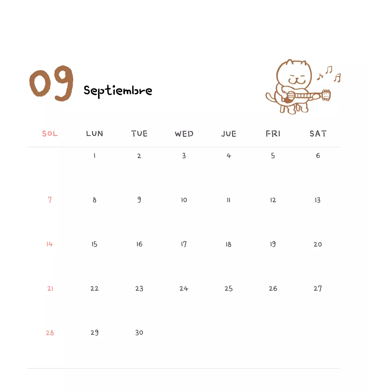 Calendario diario en marfil