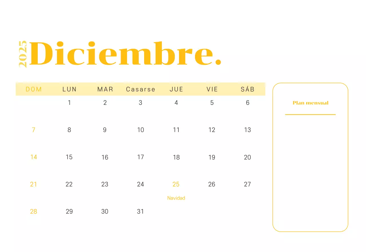 Calendario con ilustraciones juveniles sobre fondo amarillo verdoso