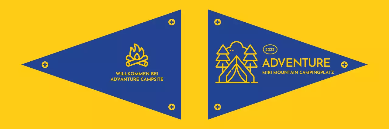 Gestaltung eines Campingplatzes mit illustrierten Symbolen