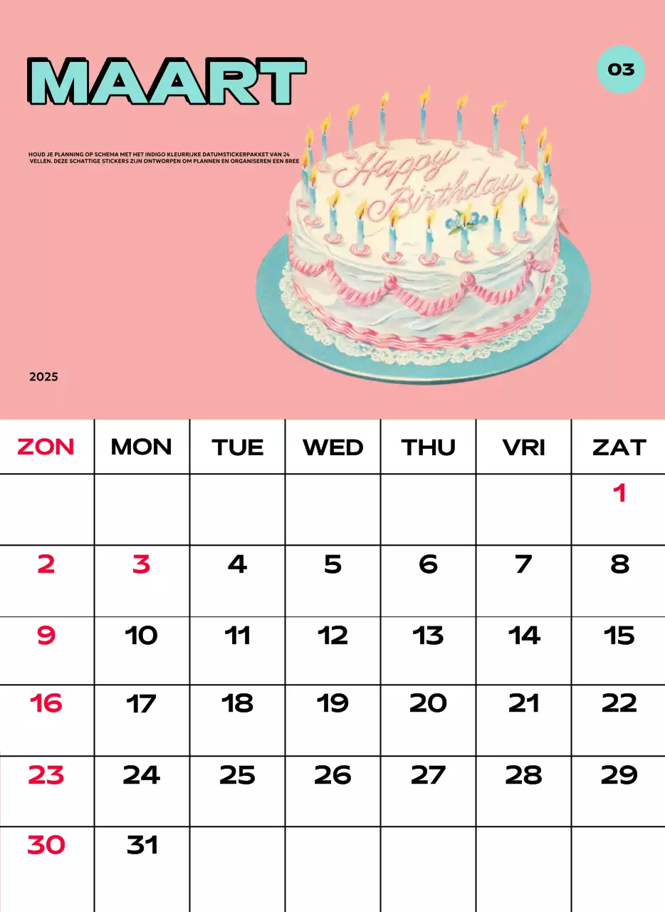 Kleurrijke kalenders met verschillende retro-illustraties