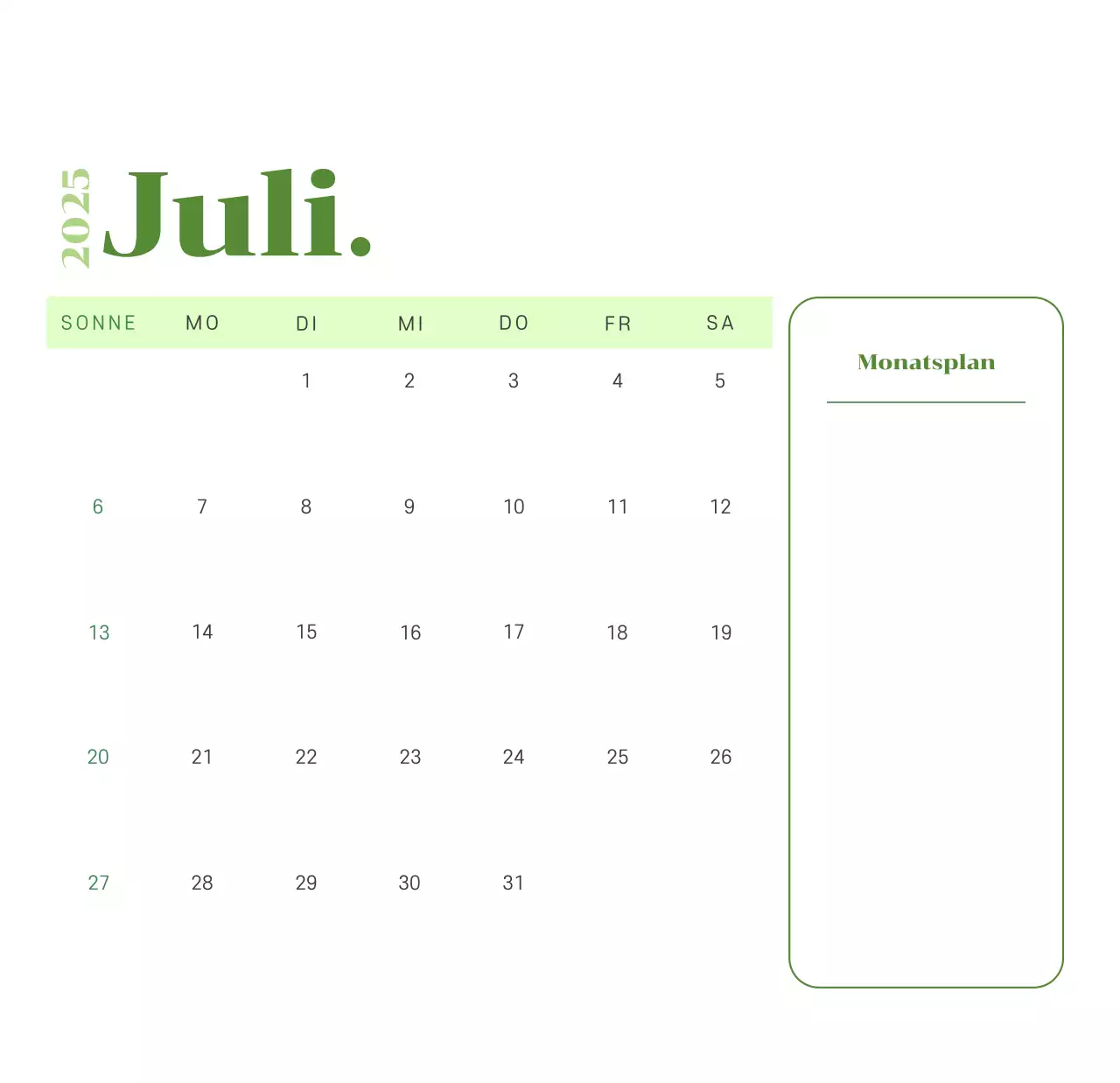 Kalender mit Jugendillustrationen auf gelb-grünem Hintergrund