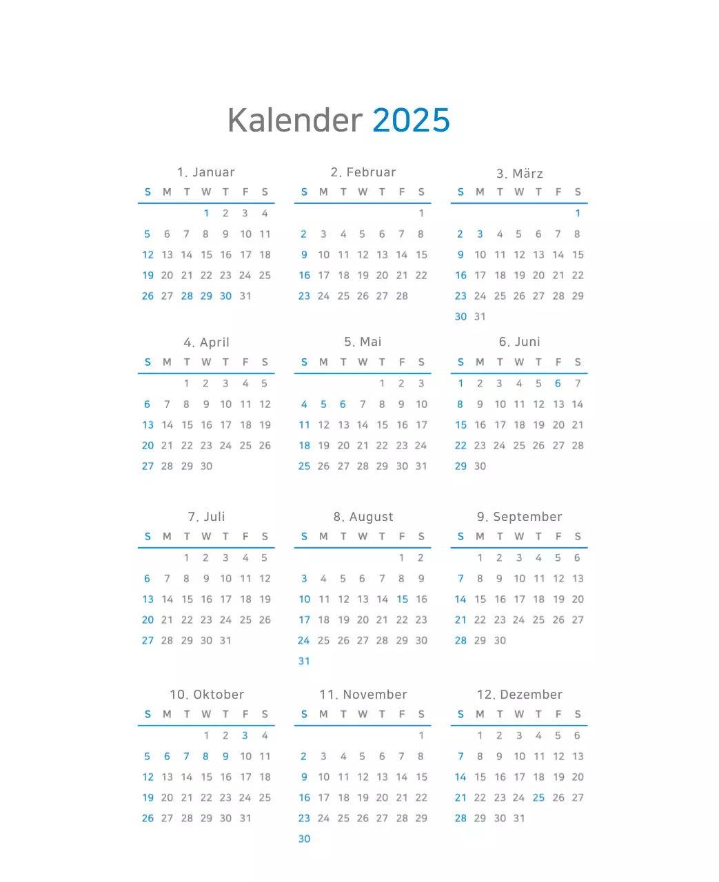 Blauer moderner Kalender Kalender