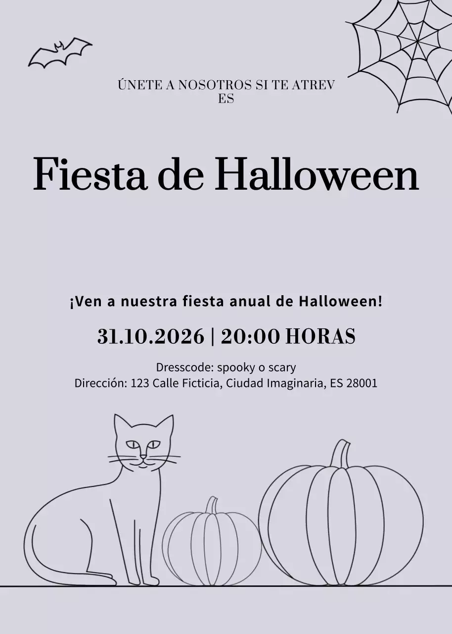 Invitación de Halloween gris minimalista
