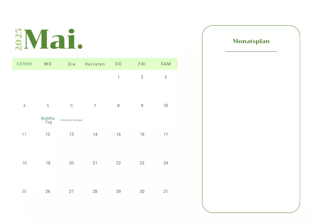 Kalender mit Jugendillustrationen auf gelb-grünem Hintergrund
