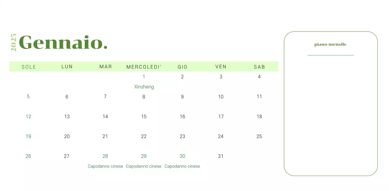 Calendario con illustrazioni giovanili su sfondo giallo-verde