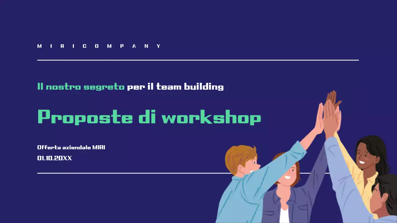 Proposta di workshop semplice in blu navy e verde